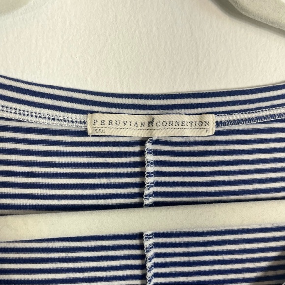 Peruvian Connection Mariners Blue White Stripe Jersey Cotton Modal Maxi Dress - Picture 5 of 5